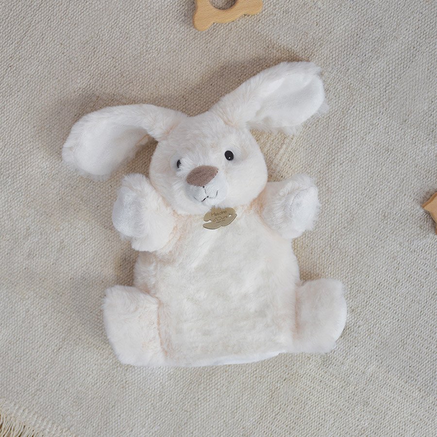 Marionnette à Main Lapin Blanc – 25 cm-1