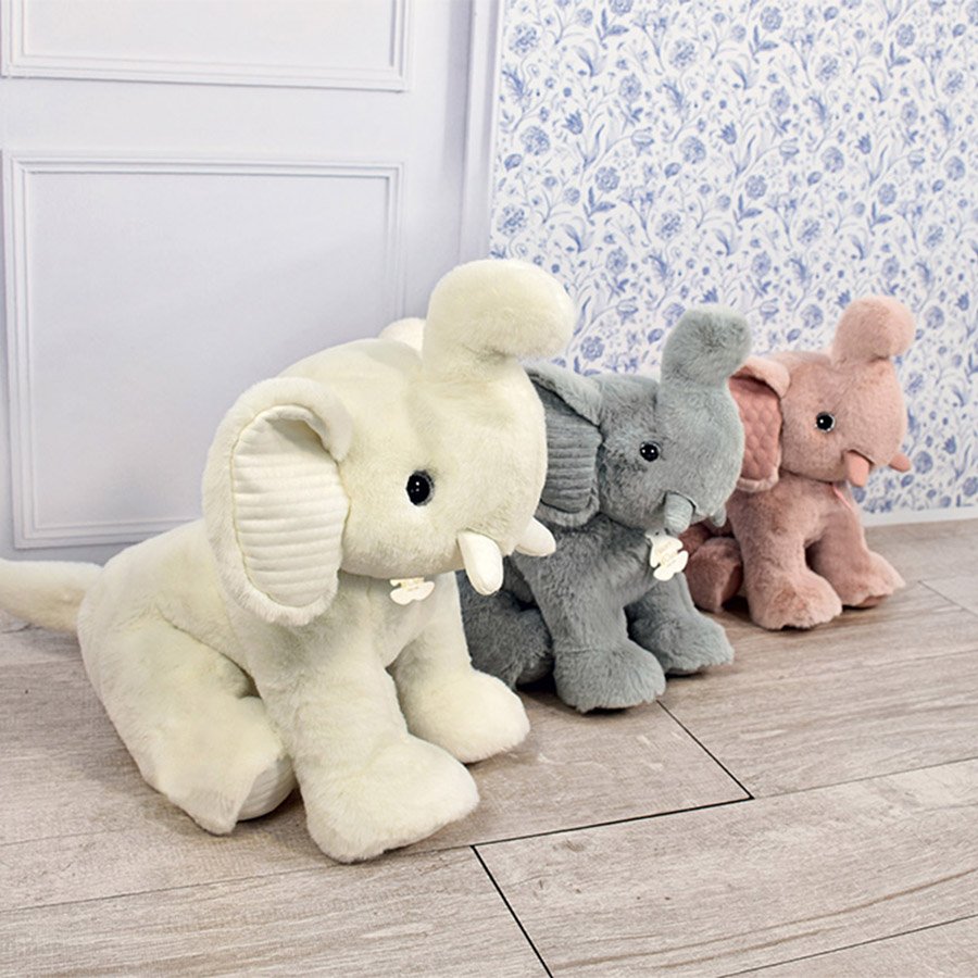 Peluche éléphant Blanc – Preppy Chic- 35 cm-2