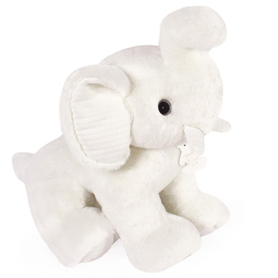 Peluche éléphant Blanc – Preppy Chic- 35 cm