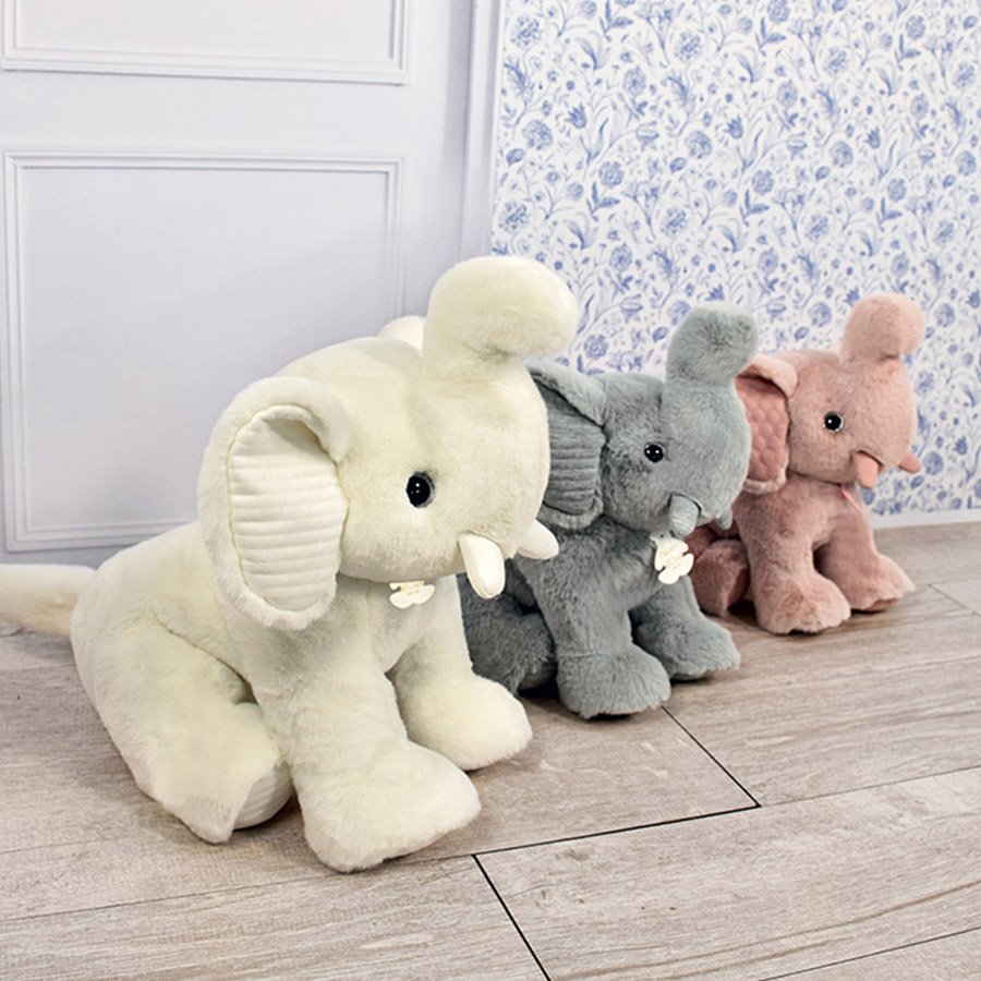 Peluche éléphant Gris – Preppy Chics – 35 cm-1