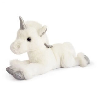 Peluche Licorne Blanc Argent – 35 cm