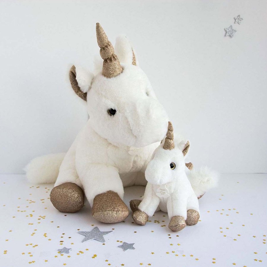 Peluche Licorne Blanc Or – 45 cm-2