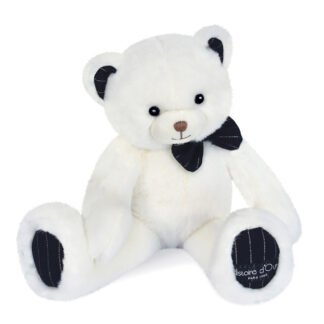 Peluche Ours Preppy Chic – Ivoire – 30 cm-1