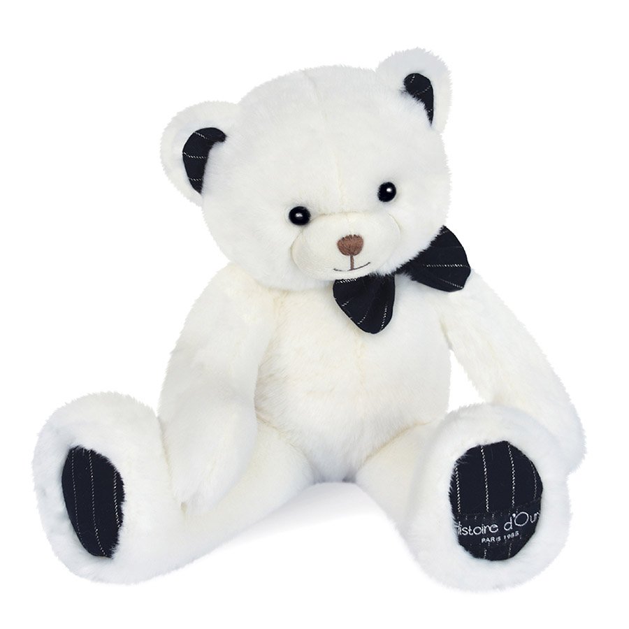 Peluche Ours Preppy Chic – Ivoire – 30 cm-1