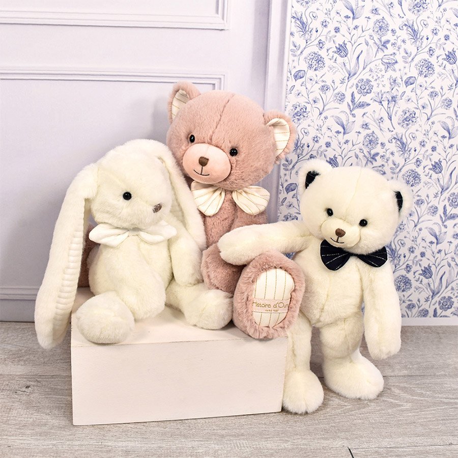 Peluche Ours Preppy Chic – Ivoire – 30 cm-4