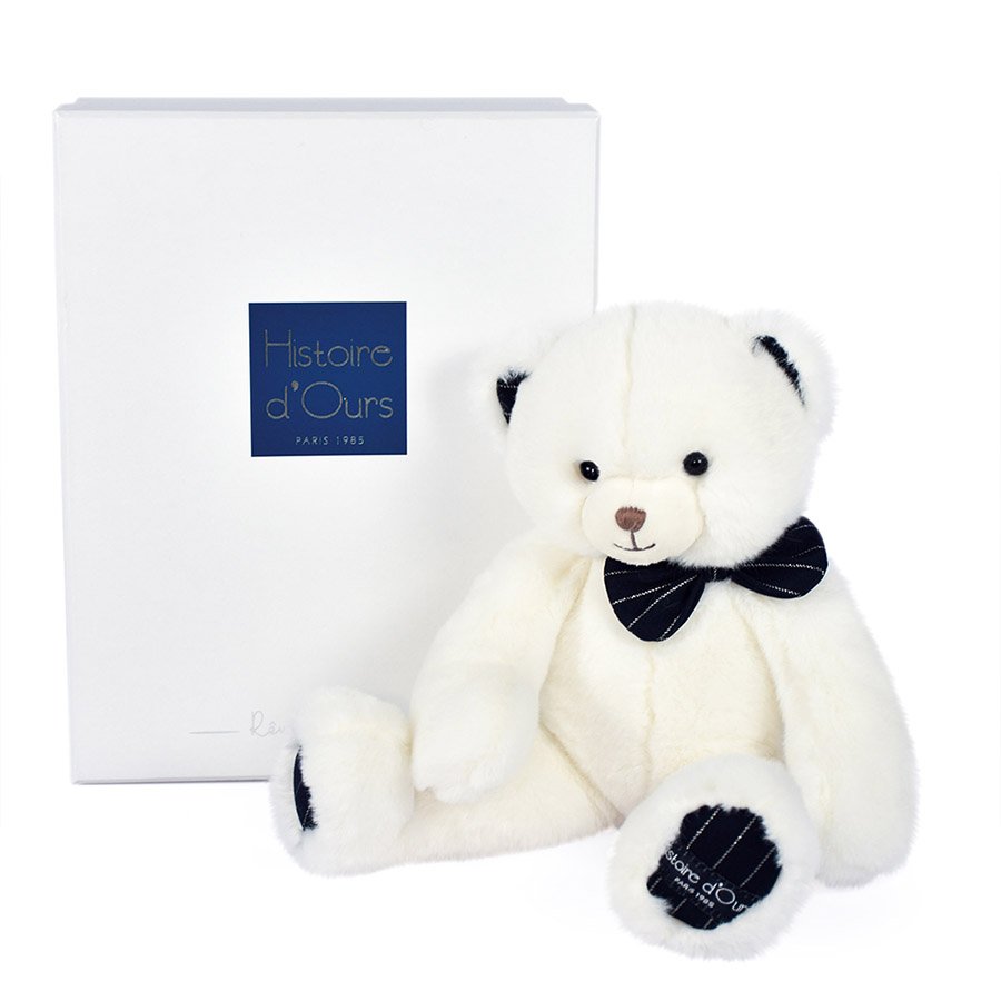 Peluche Ours Preppy Chic – Ivoire – 30 cm