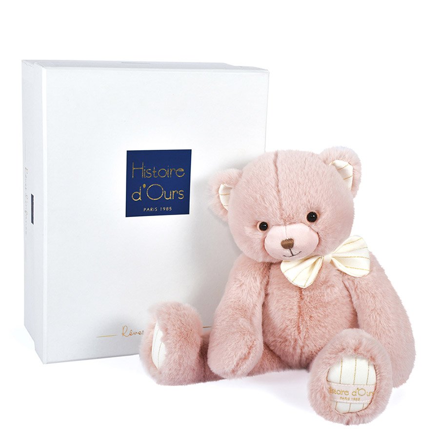 Peluche Ours Preppy Chic – Rose poudré -30cm