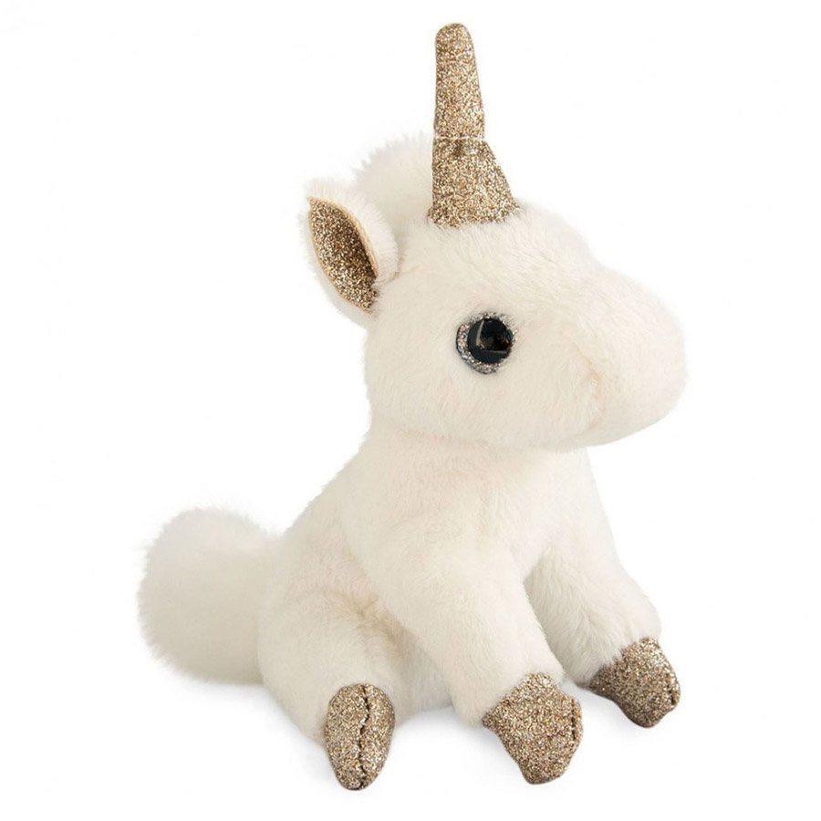 Porte-Clé Peluche Licorne Blanc Or – 14 cm