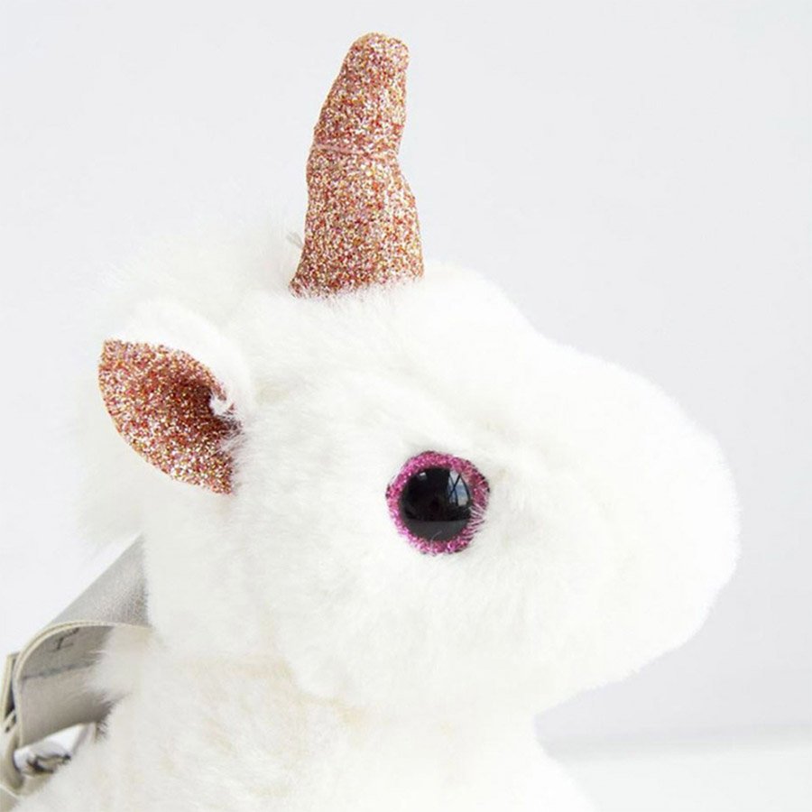 Porte-Clé Peluche Licorne Blanc Rose – 14 cm-1