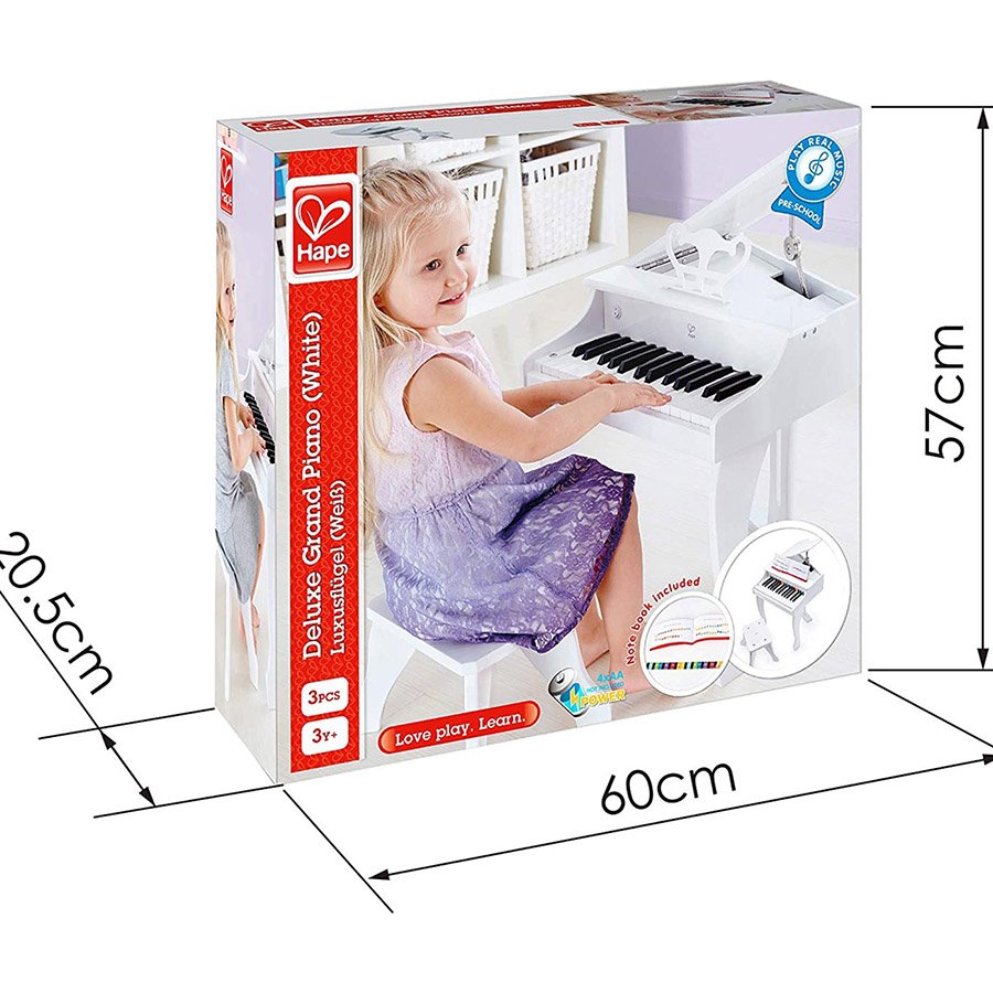 Hape – Piano Deluxe à Queue Blanc-3