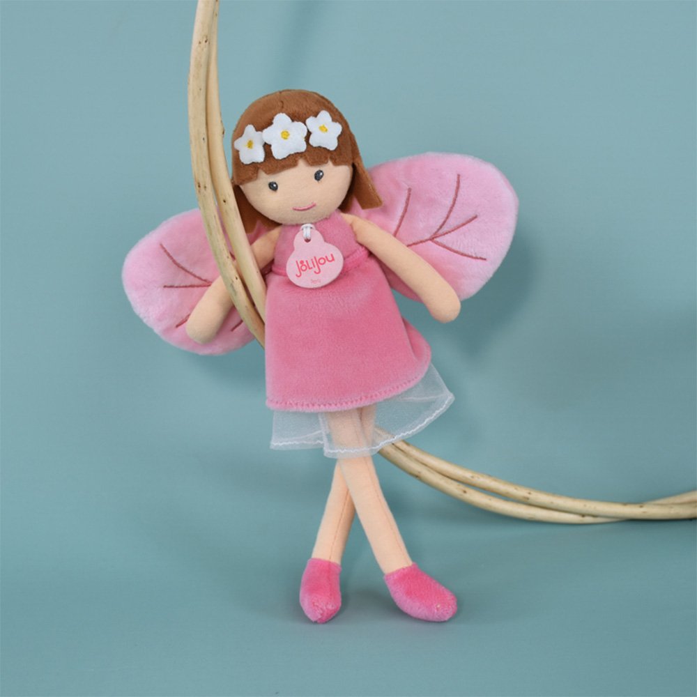 Poupée fée de la forêt en tissu rose – Diane – 25 cm