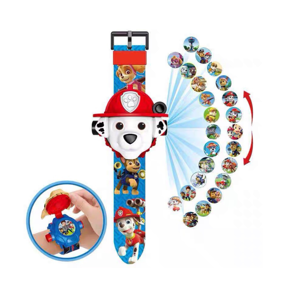 Montre de Patrouille rouge numérique à projection à pattes pour enfant