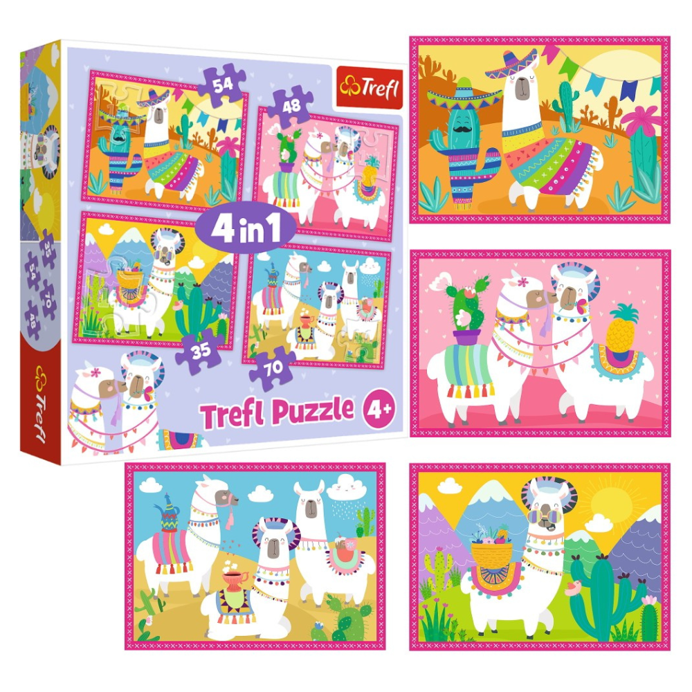 Lama en vacances 4in1 puzzle 54-48-35-70 pièces