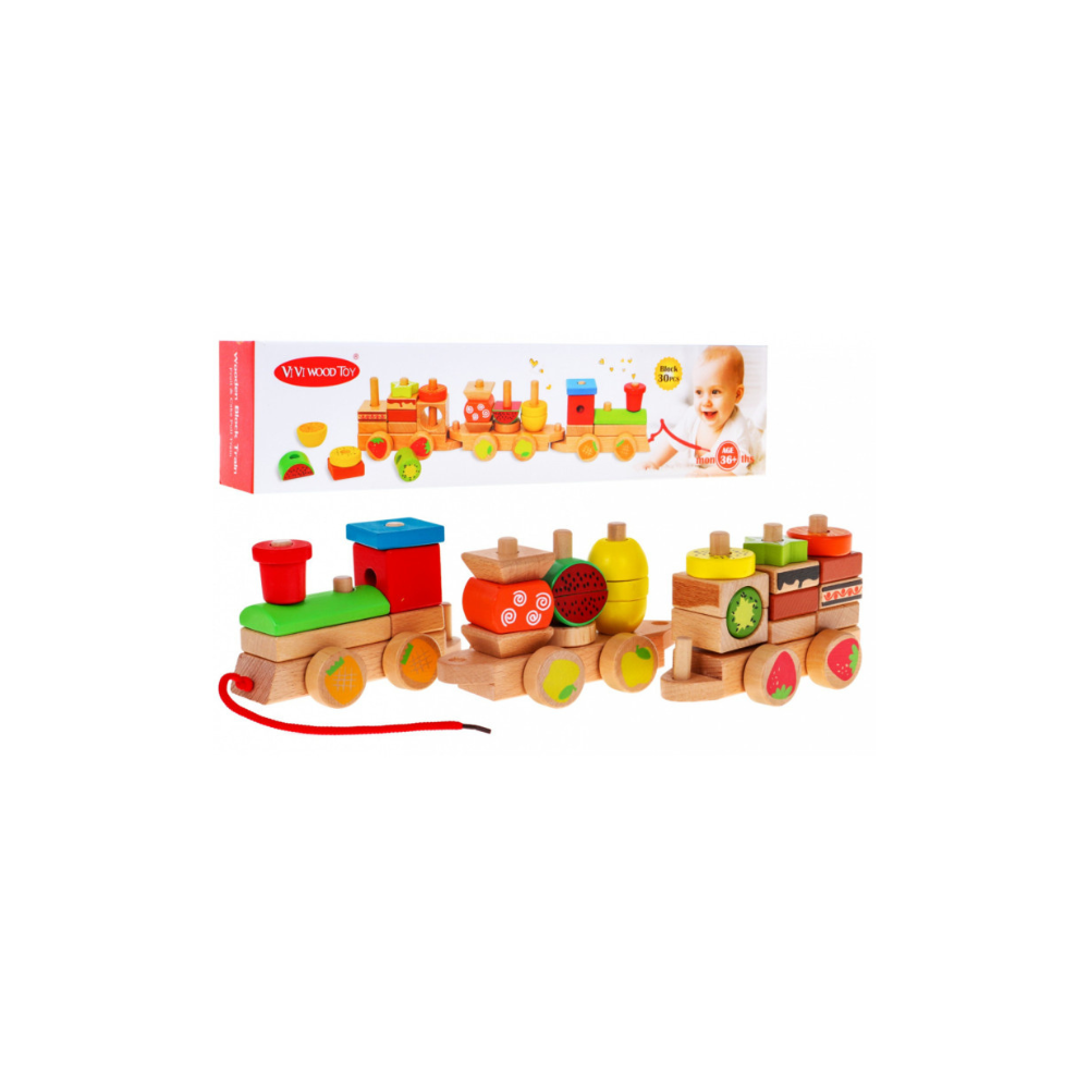 Train éducatif en bois 30 pcs