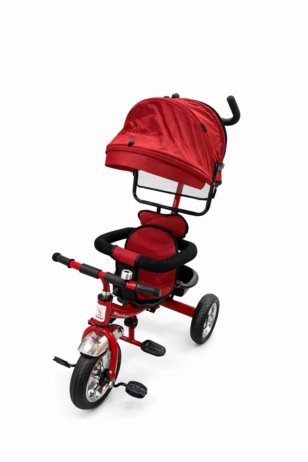 2 en 1 tricycle enfant rouge 3 roues avec pédale poussette