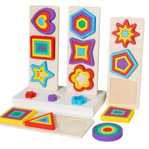 Puzzle géométrique en bois de base simple